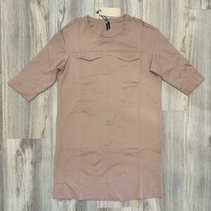 NWT SuperTrash ST Studio Dusty Blush Pink Half Sleeve Mini Shift Dress Size M